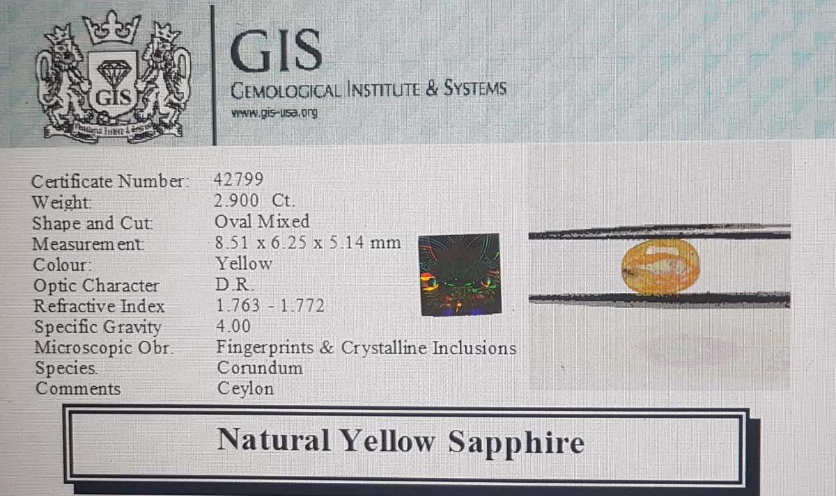 Yellow Sapphire 2.9 Ct.