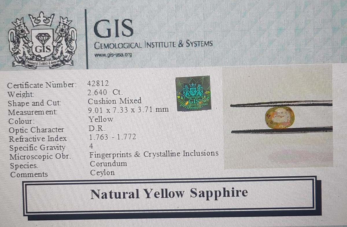 Yellow Sapphire 2.64 Ct.