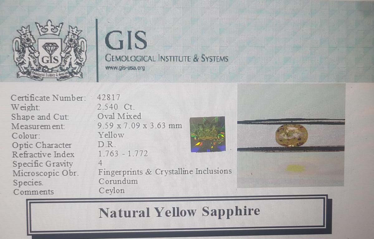 Yellow Sapphire 2.54 Ct.