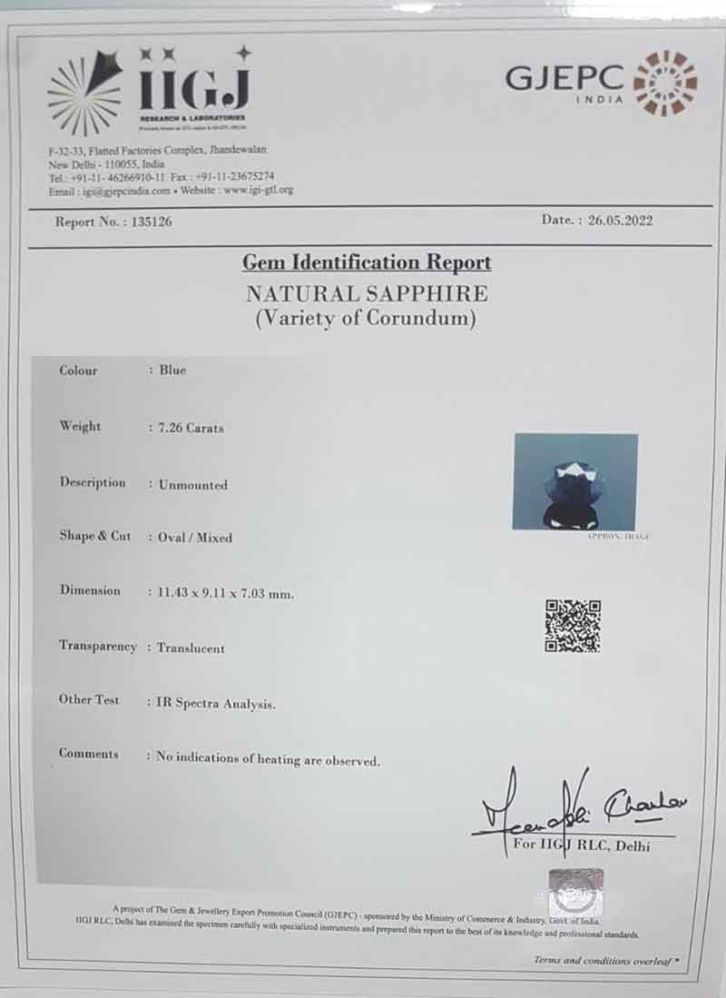 BSP7249 4 Blue Sapphire 7.26 Ct.