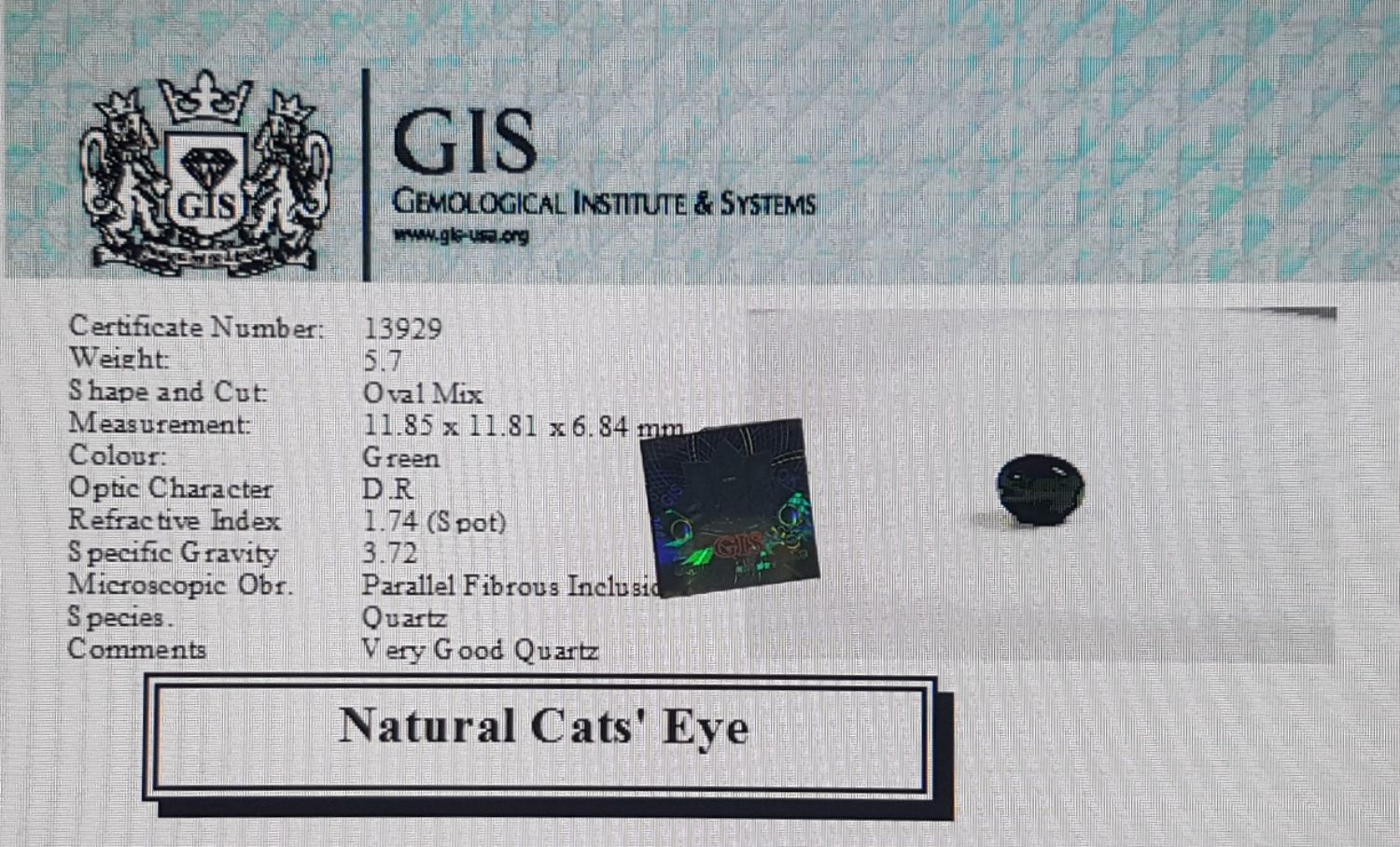 Cat's Eye 5.7 Ct.