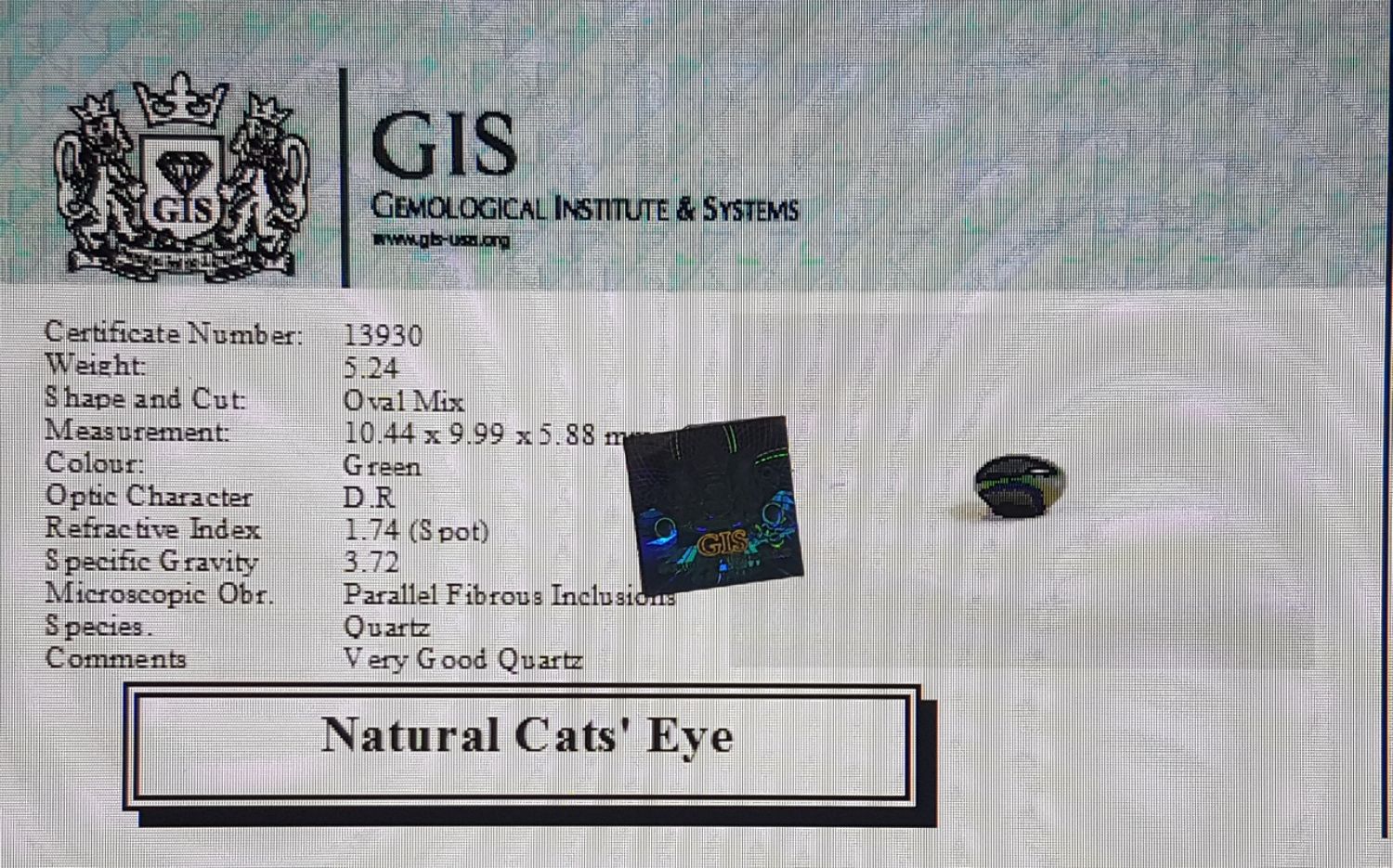 Cat's Eye 5.24 Ct.
