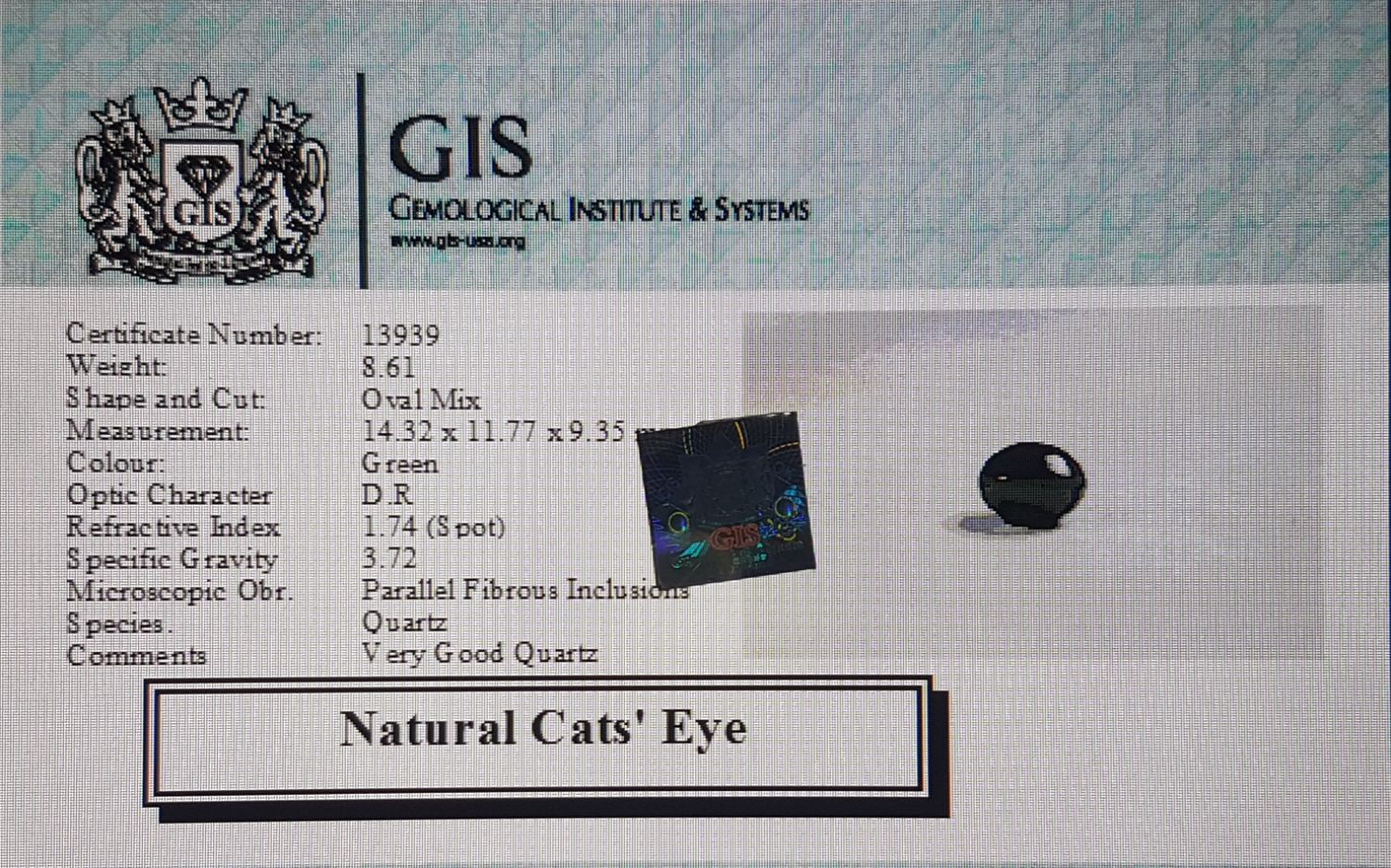 Cat's Eye 8.61 Ct.