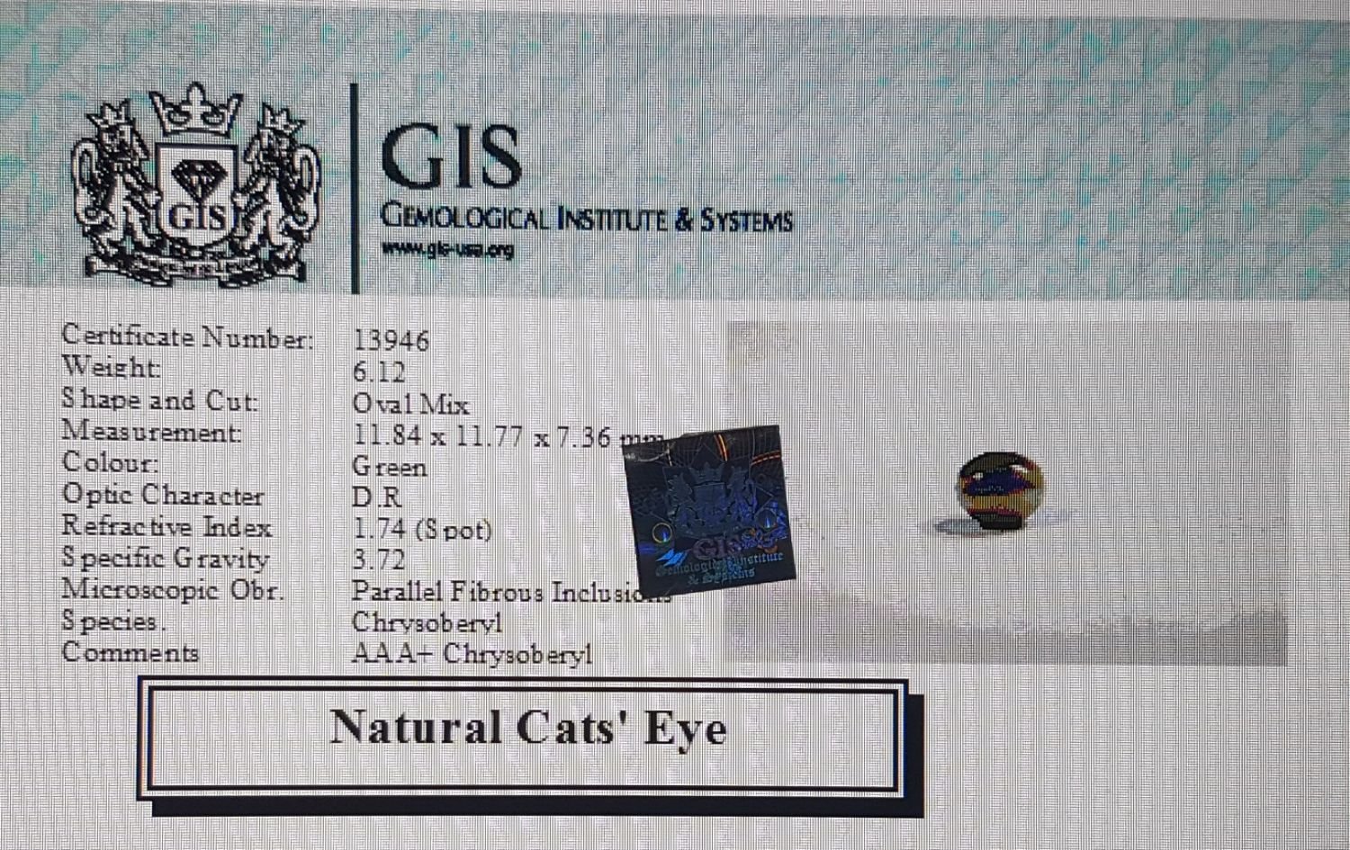 CE1538 4 Cat's Eye 6.12 Ct.