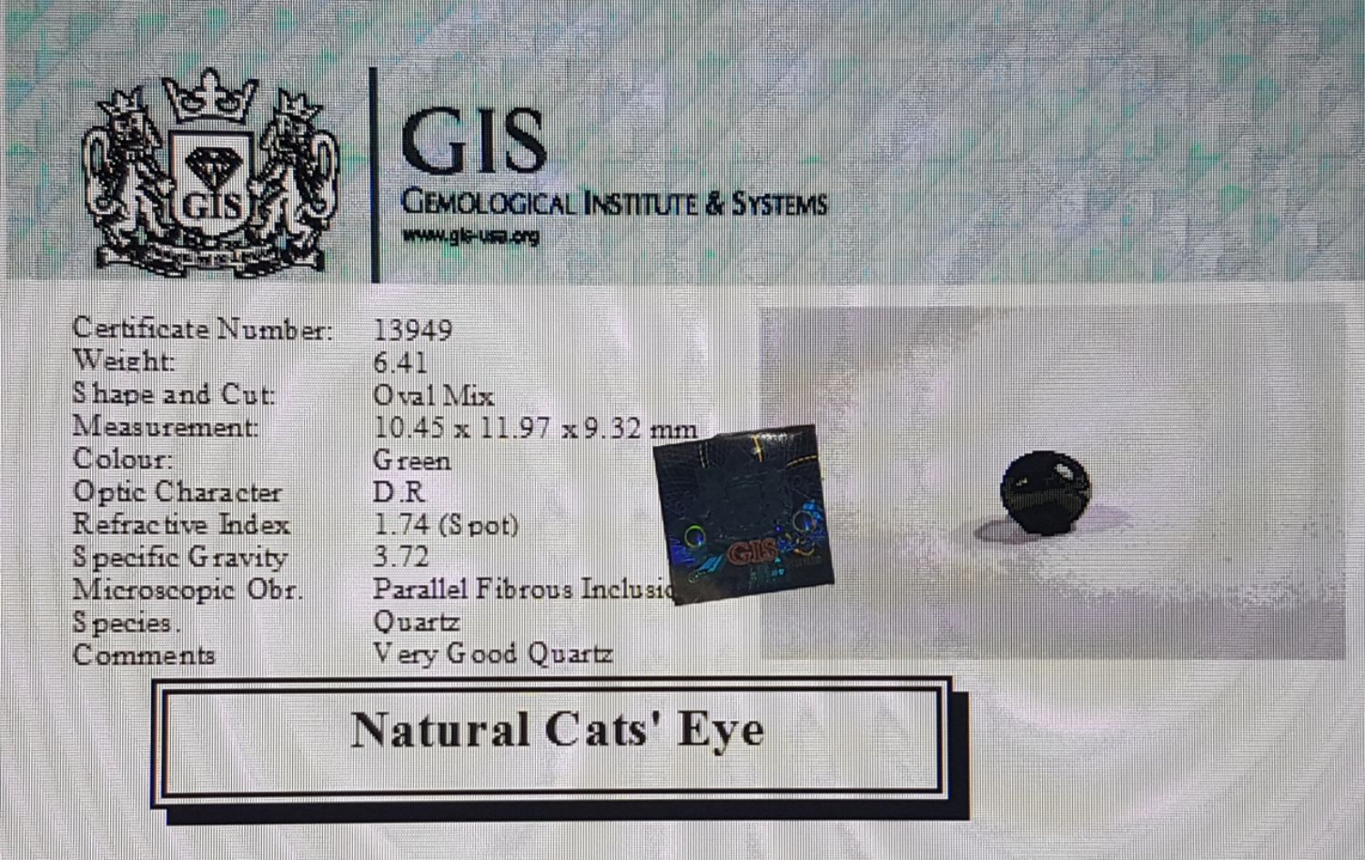 Cat's Eye 6.41 Ct.