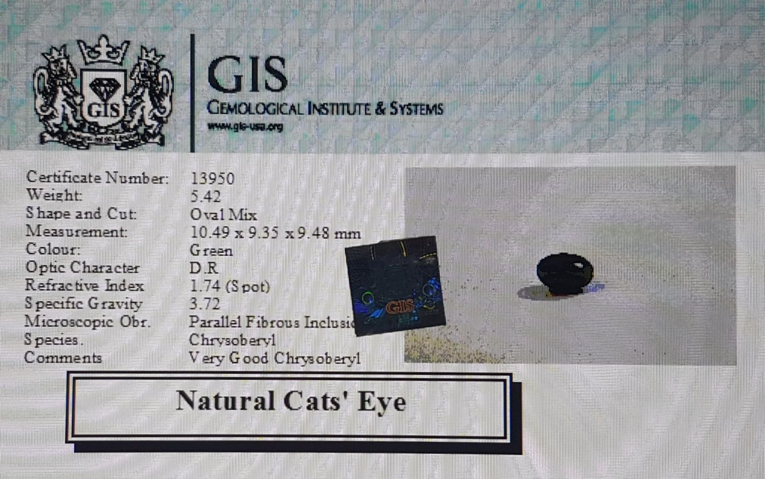 CE1542 4 Cat's Eye 5.42 Ct.