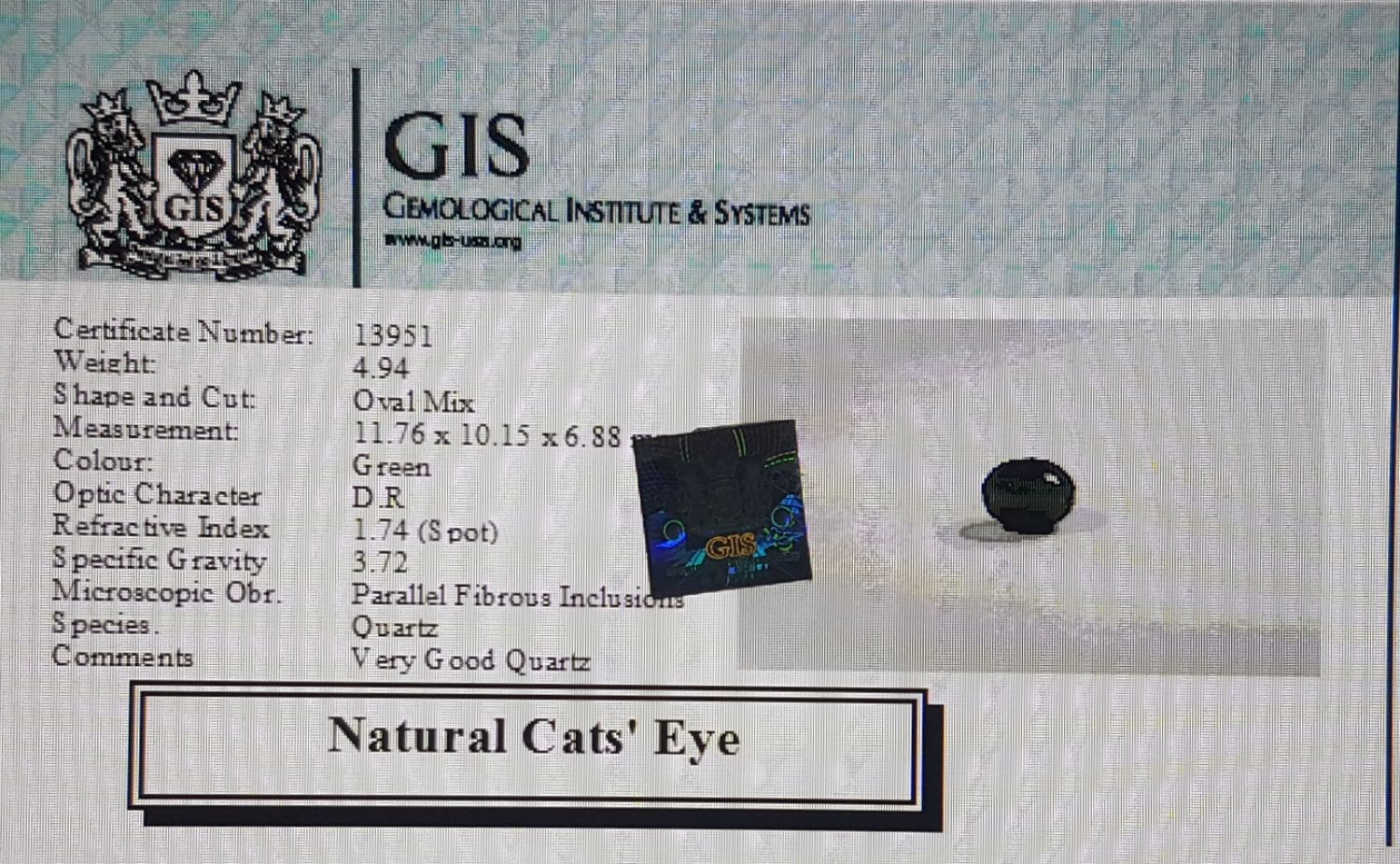 Cat's Eye 4.94 Ct.