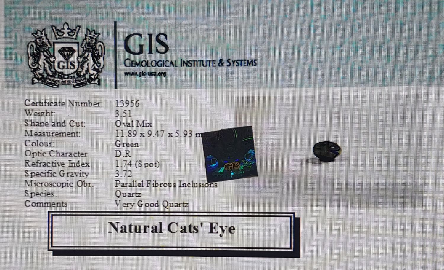Cat's Eye 3.51 Ct.