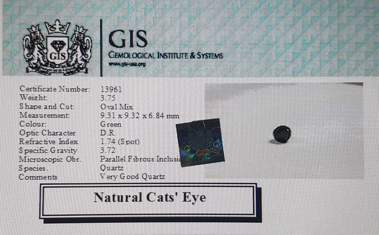 CE1553 4 Cat's Eye 3.75 Ct.