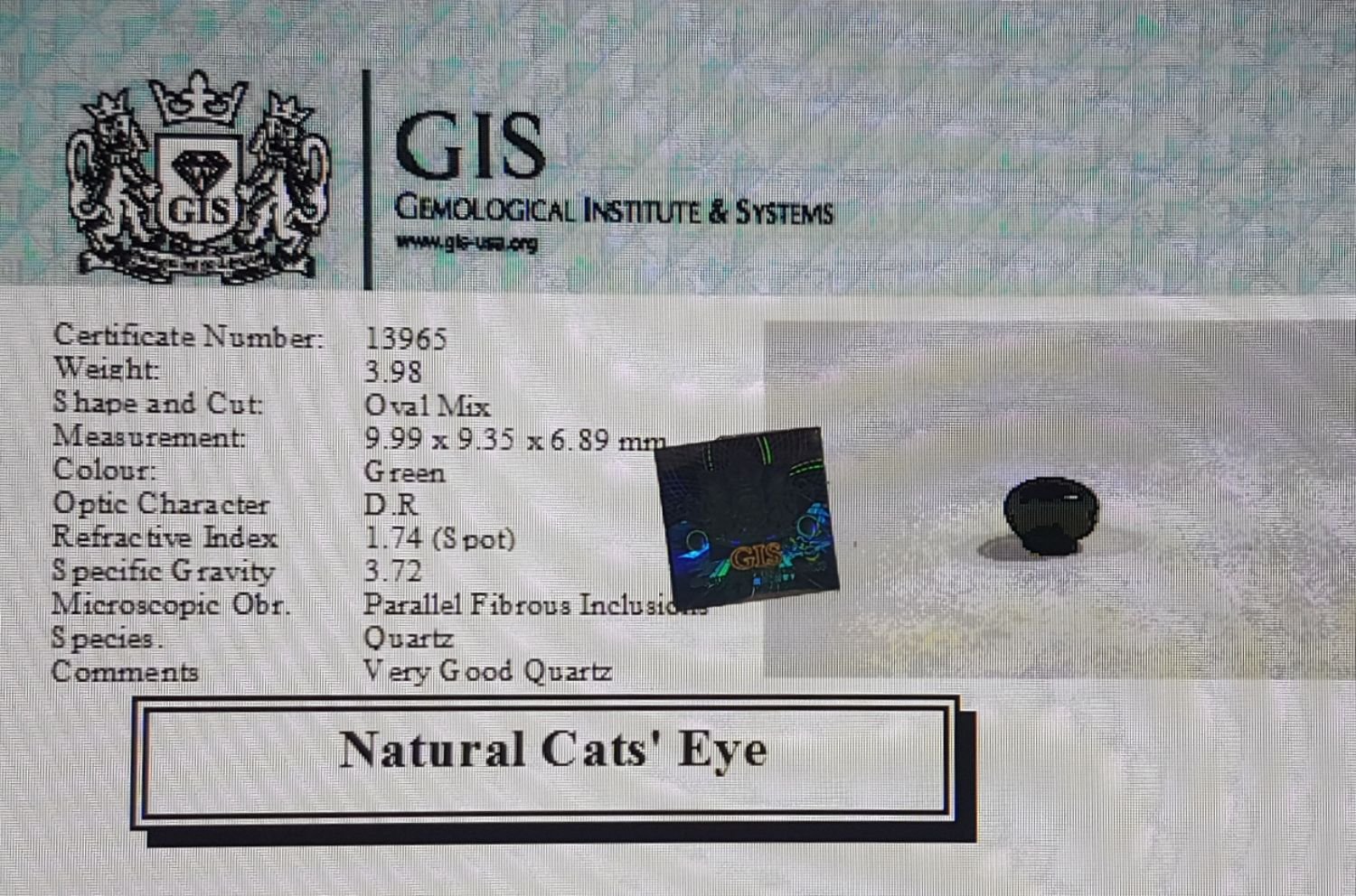 CE1557 4 Cat's Eye 3.98 Ct.