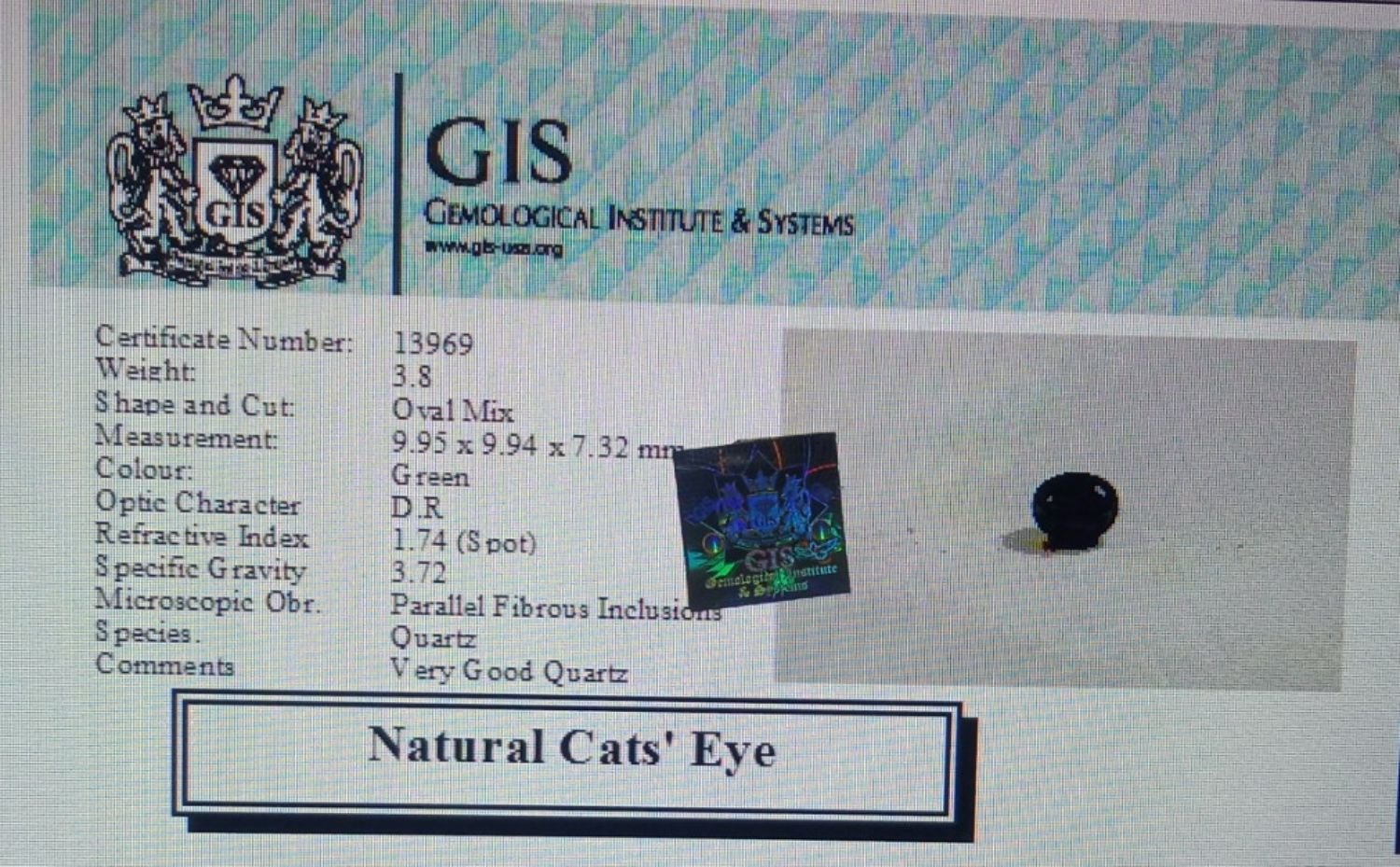 CE1561 4 Cat's Eye 3.8 Ct.