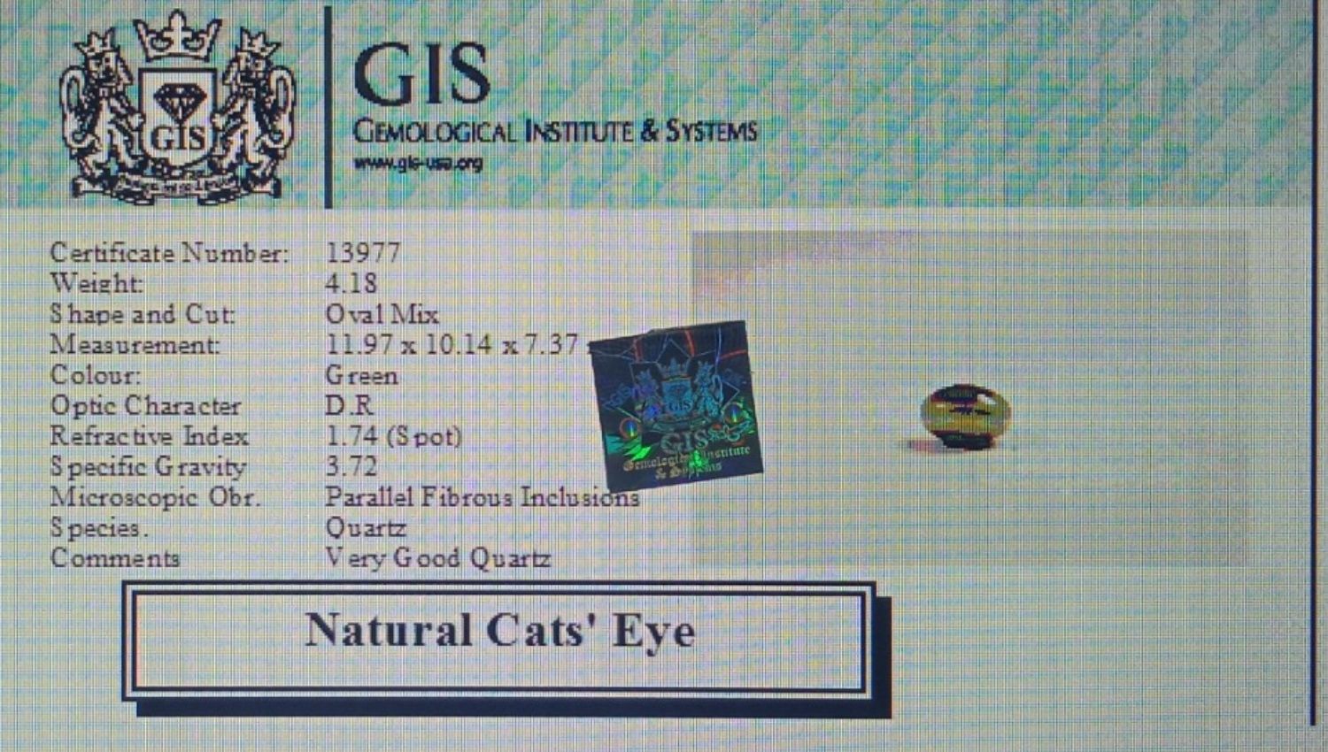 Cat's Eye 4.18 Ct.