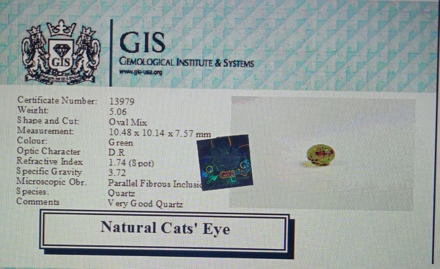 CE1571 4 Cat's Eye 5.06 Ct.