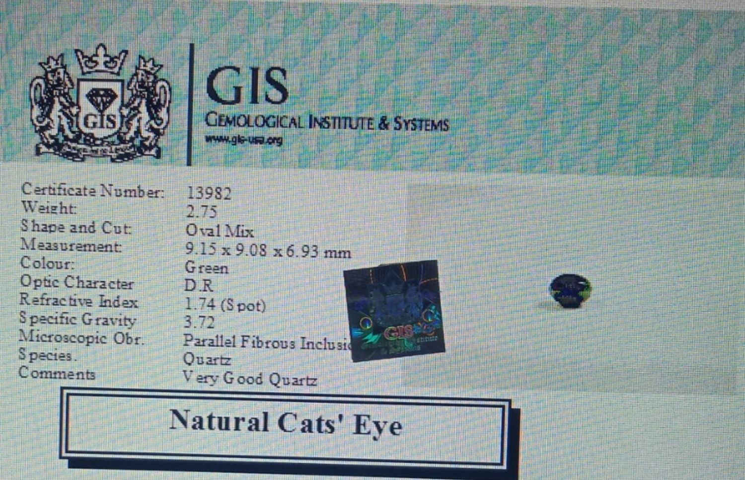 Cat's Eye 2.75 Ct.