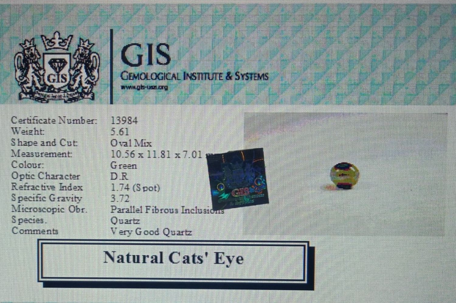 Cat's Eye 5.61 Ct.