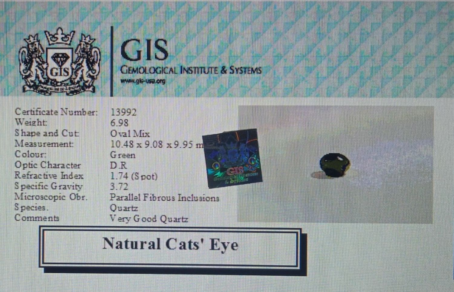 Cat's Eye 6.98 Ct.
