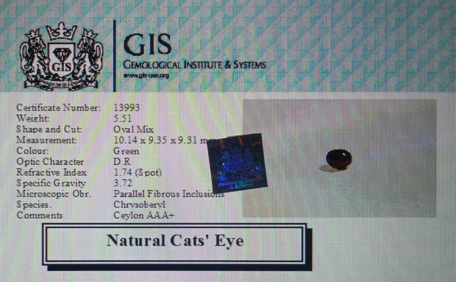 CE1585 4 Cat's Eye 5.51 Ct.