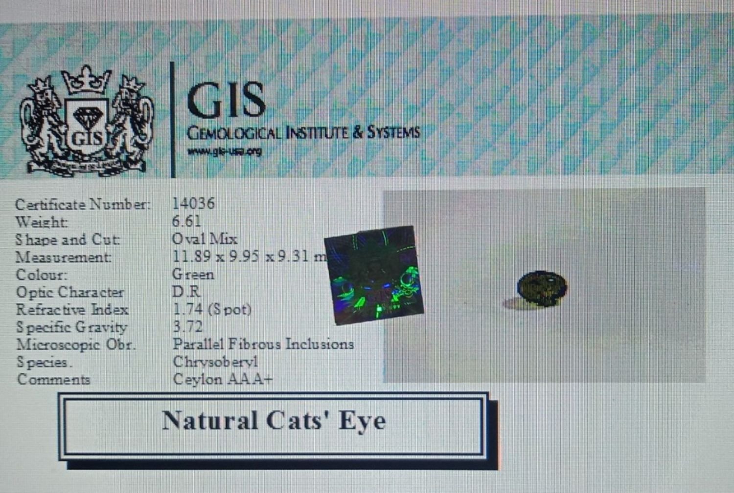 CE1628 4 Cat's Eye 6.61 Ct.
