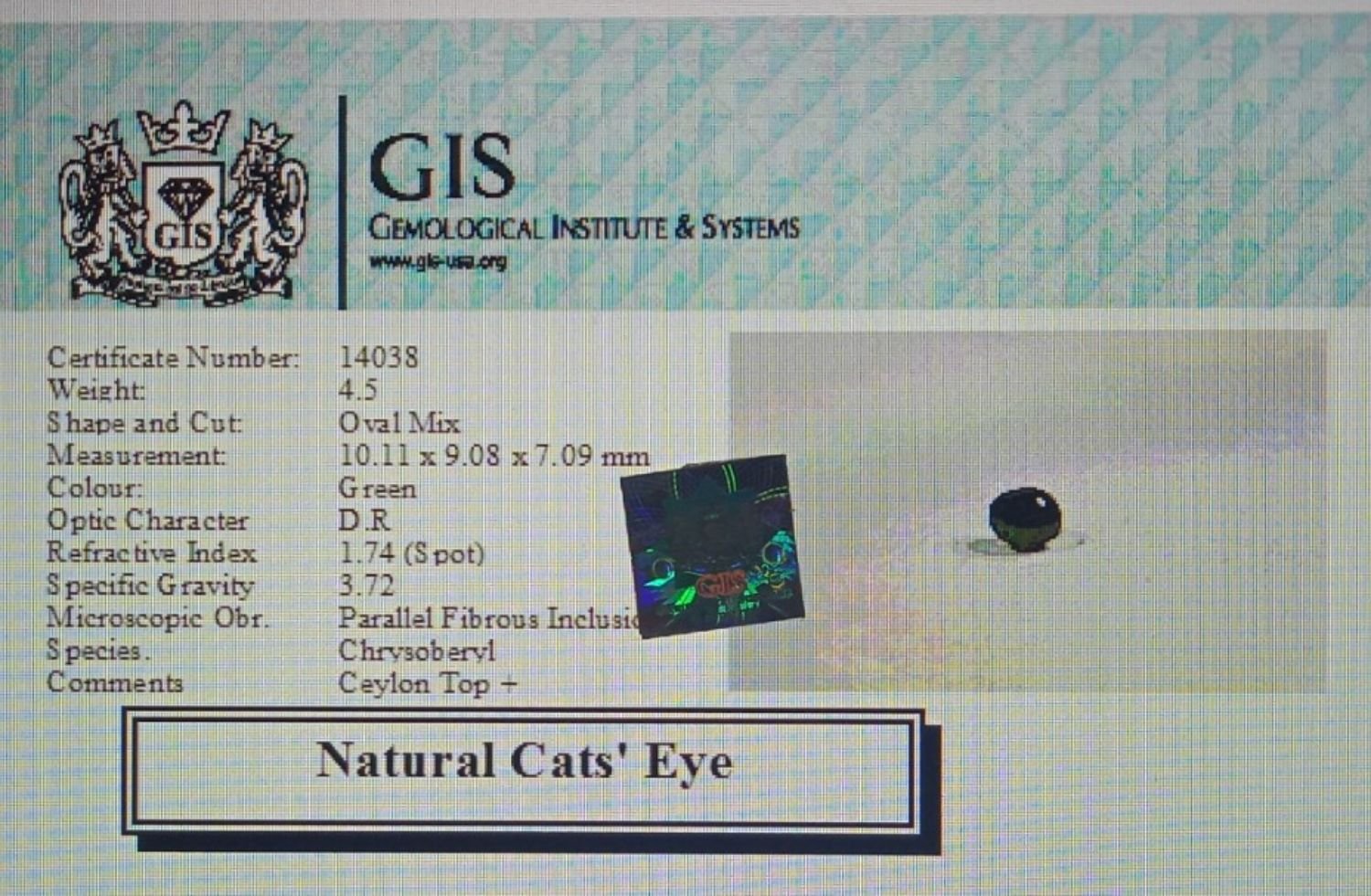 CE1630 4 Cat's Eye 4.5 Ct.