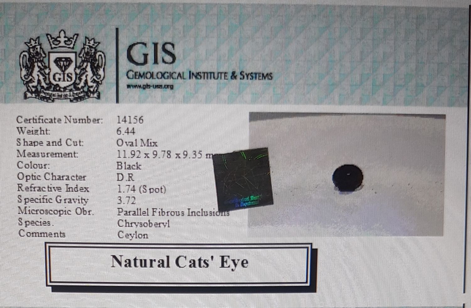 Cats Eye 6.44 Ct.
