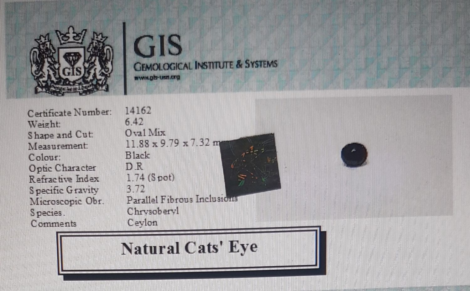 Cats Eye 6.42 Ct.