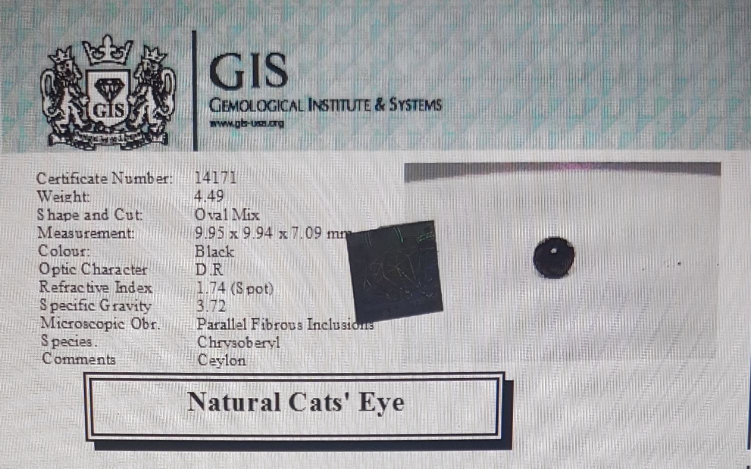Cats Eye 4.49 Ct.