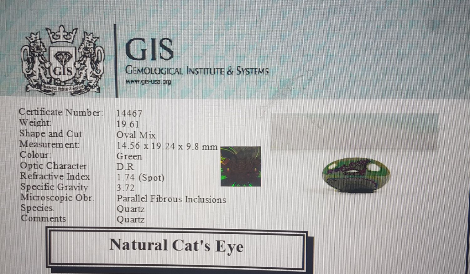 Cat's Eye 19.61 Ct.