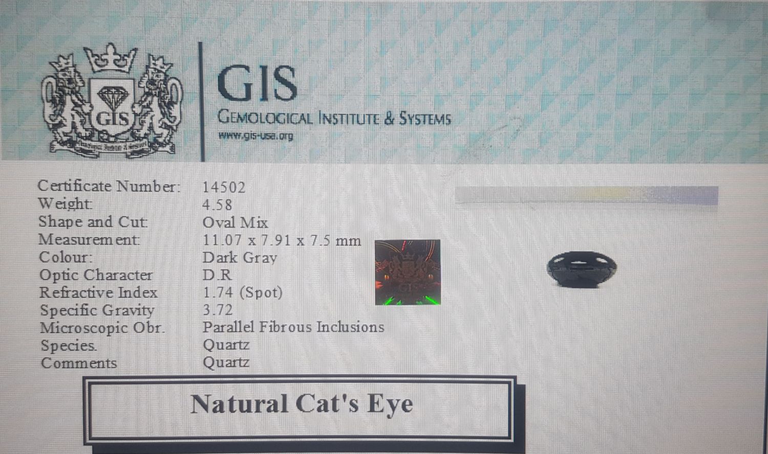 Cat's Eye 4.58 Ct.