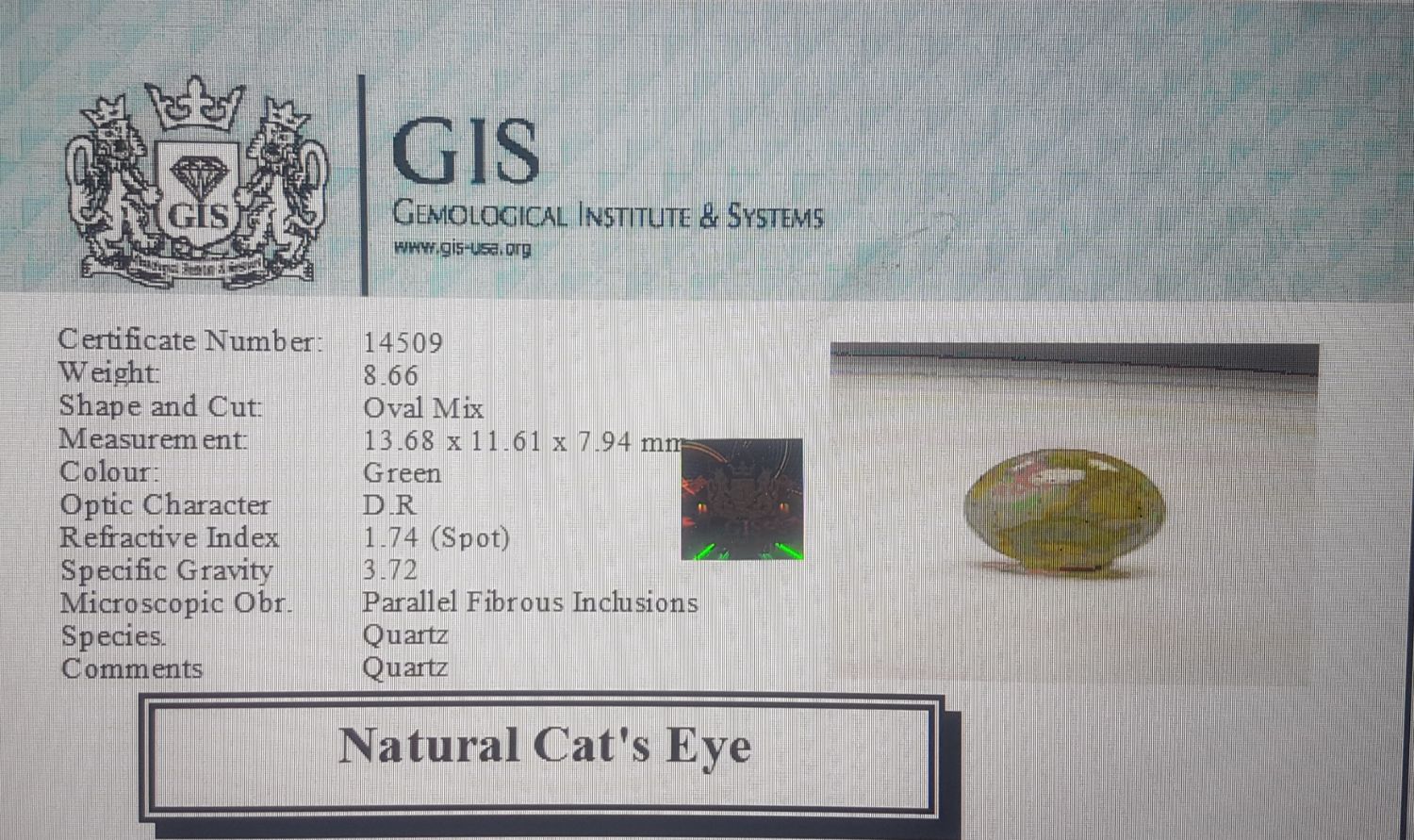 Cat's Eye 8.66 Ct.