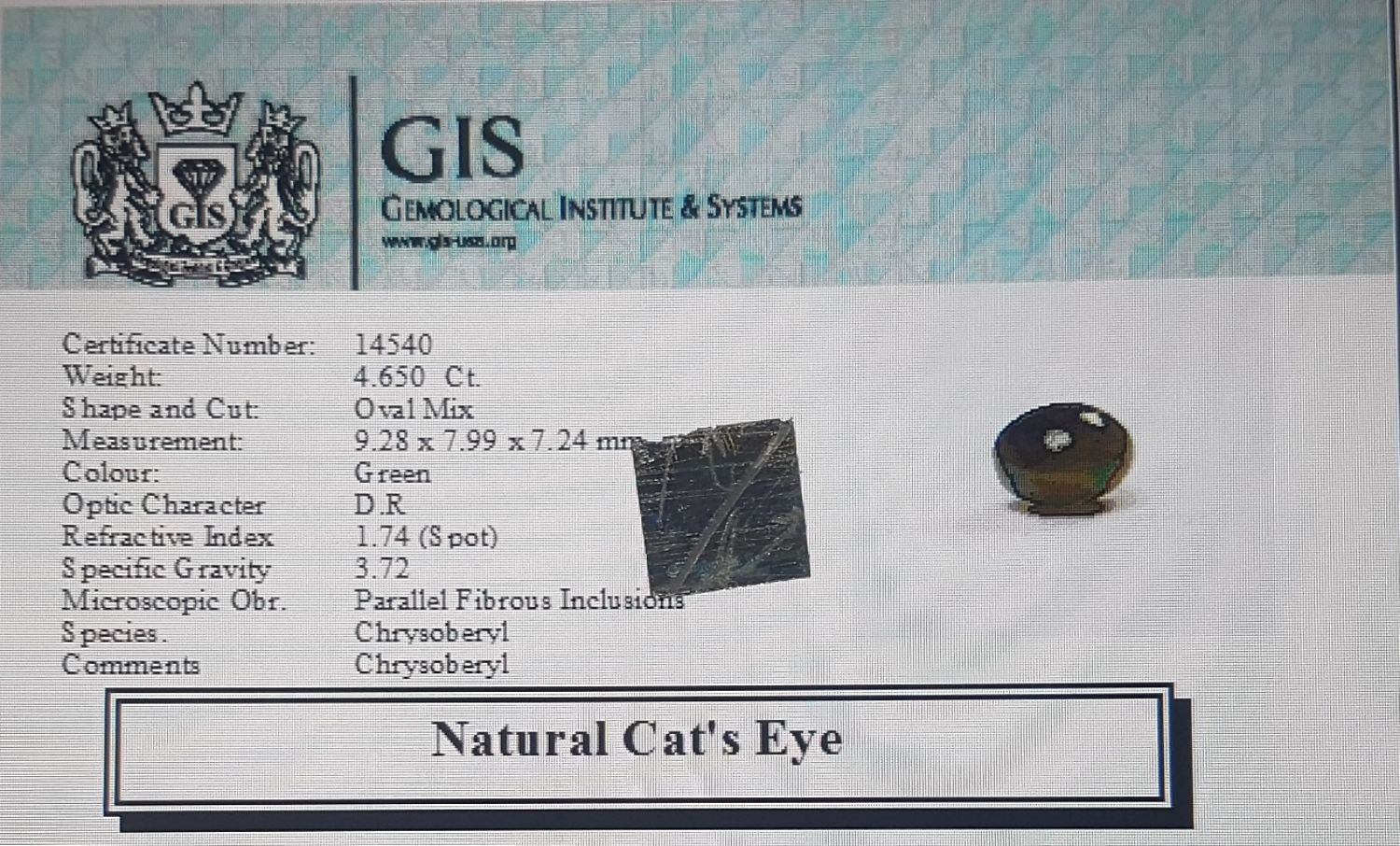 Cat's Eye 4.65 Ct.