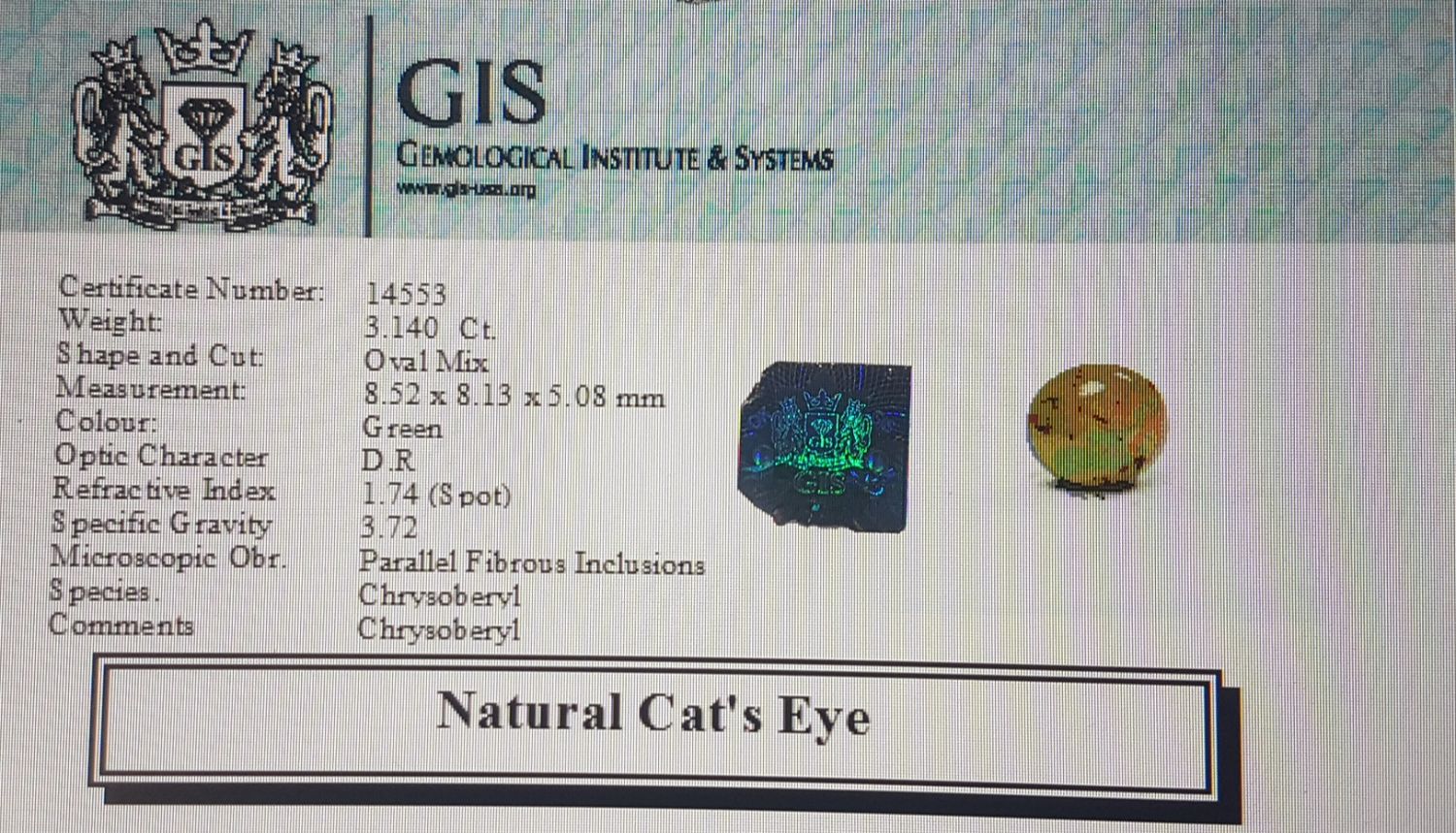 Cat's Eye 3.14 Ct.