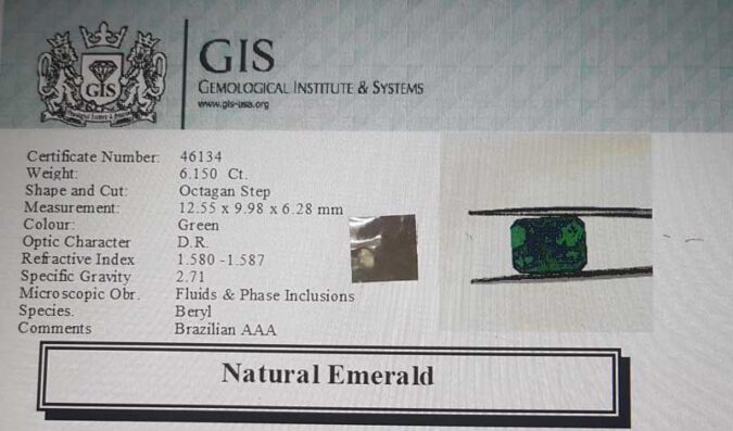 Emerald 6.15 Ct. Emerald 6.15 Ct.