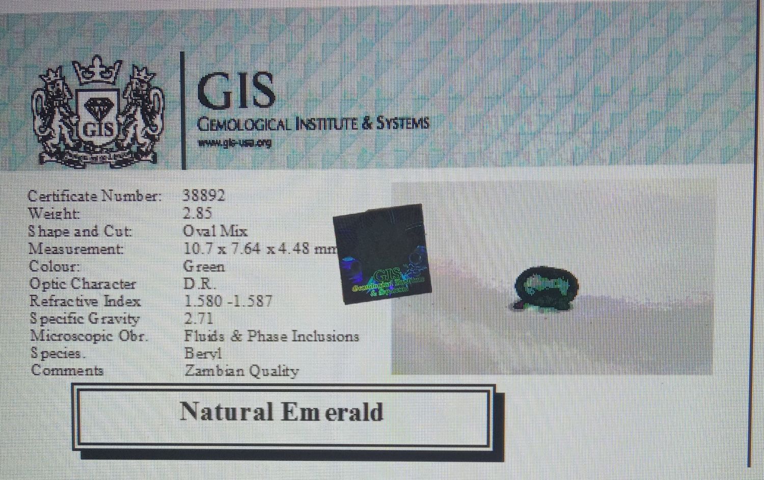 EMR2842 4 Emerald 2.85 Ct.