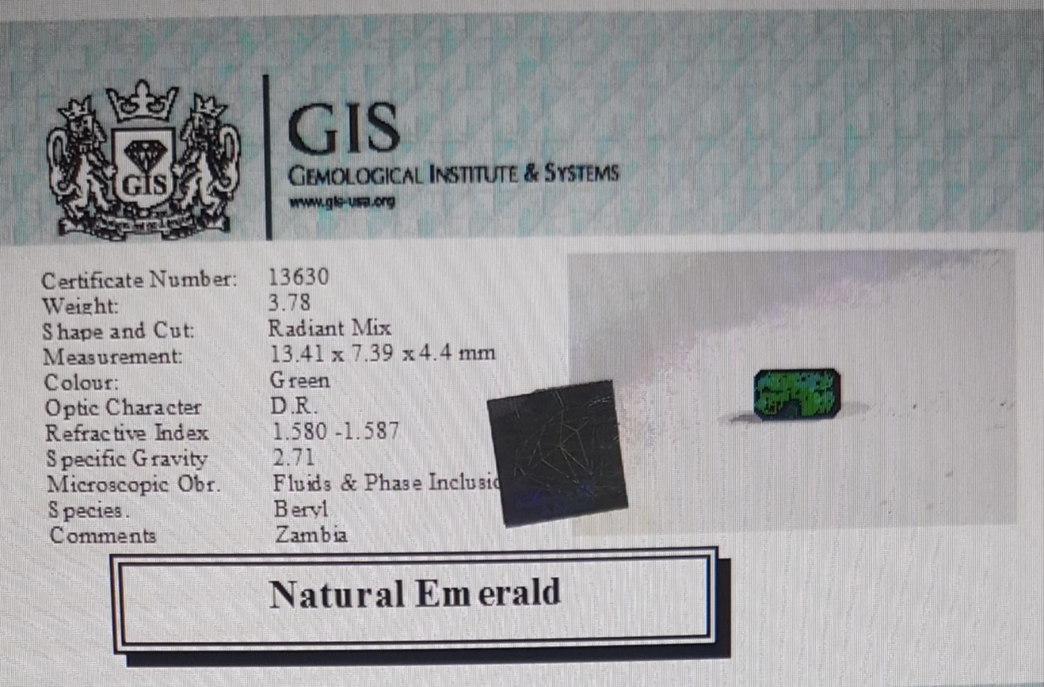 EMR7136 4 Emerald 3.78 Ct.