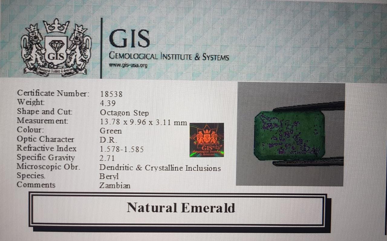 EMR7663 4 Emerald 4.39 Ct.