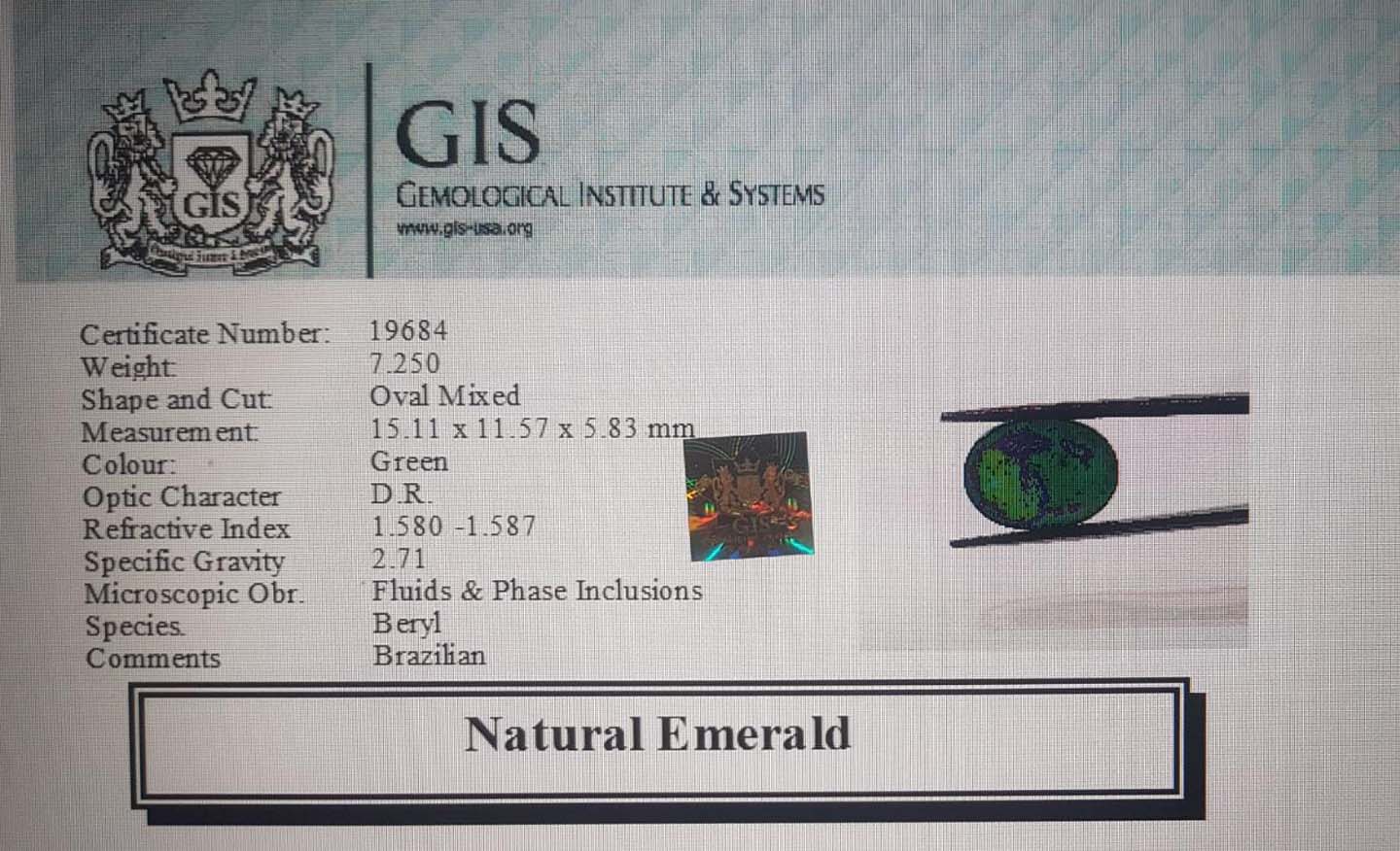 Emerald 7.25 Ct.