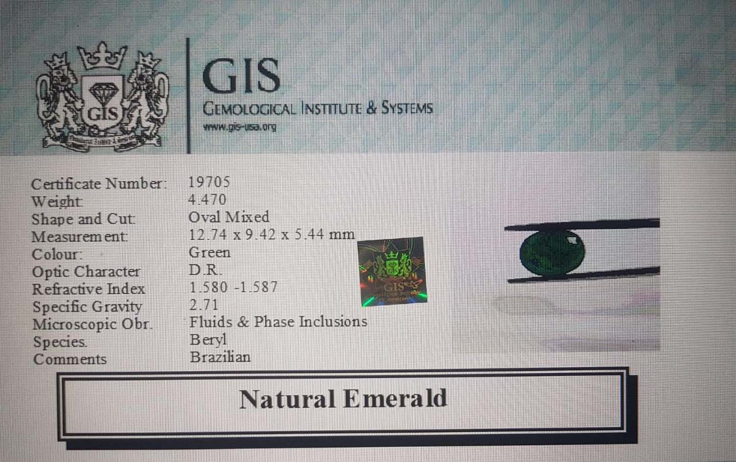EMR7799 4 Emerald 4.47 Ct.