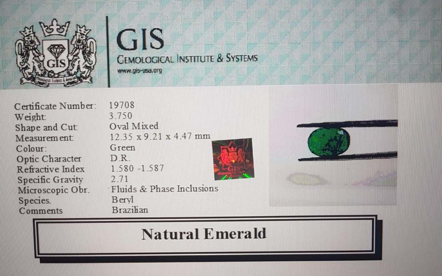 EMR7802 4 Emerald 3.75 Ct.