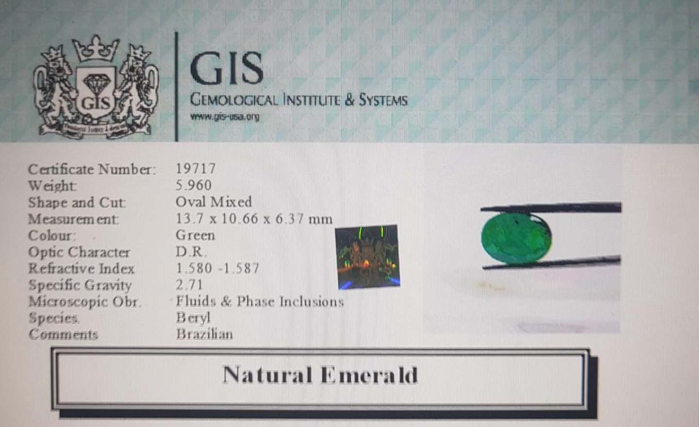EMR7811 4 Emerald 5.96 Ct.