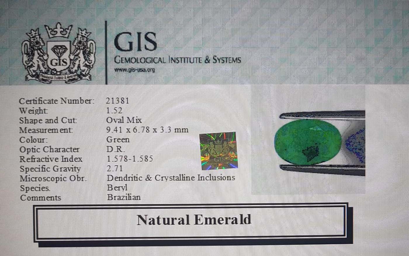 Emerald 1.52 Ct.