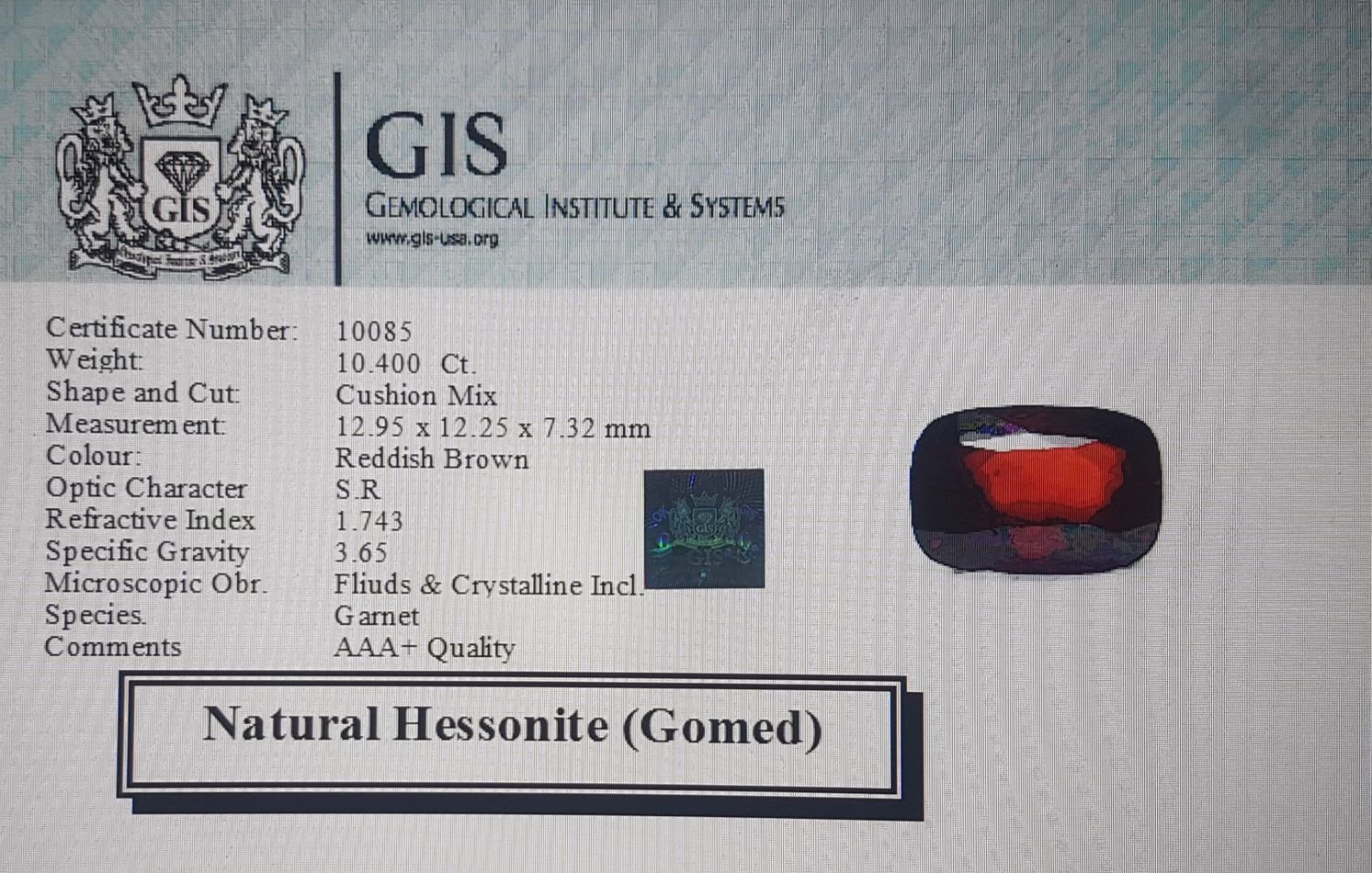 Hessonite 7.15 Ct.