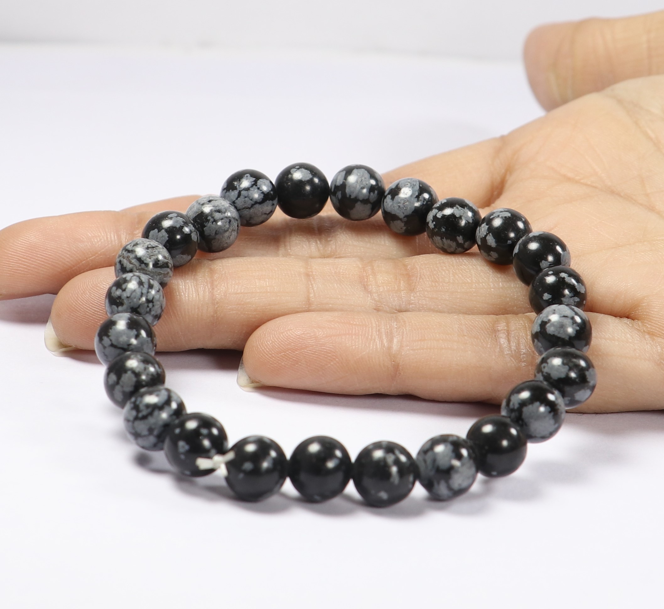 Snowflake Black Obsidian Bracelets 8-12 mm Gms.