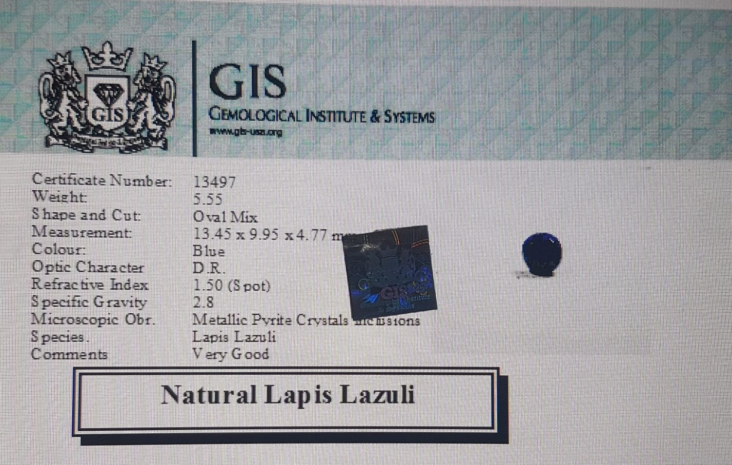 LAP810 4 Lapis Lazuli 5.55 Ct.