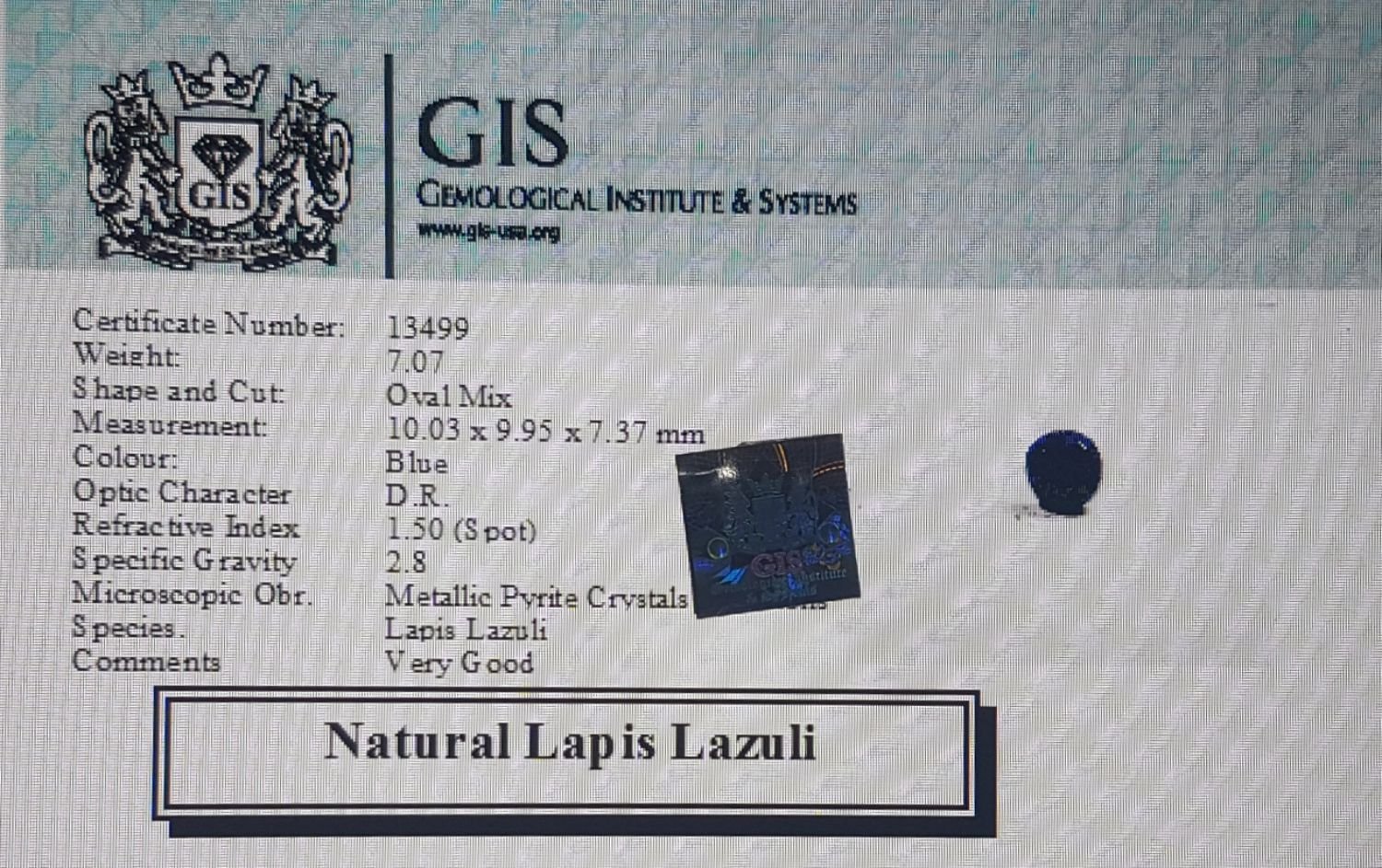 LAP812 4 Lapis Lazuli 7.07 Ct.