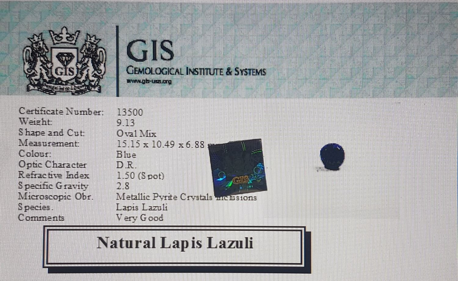LAP813 4 Lapis Lazuli 9.13 Ct.