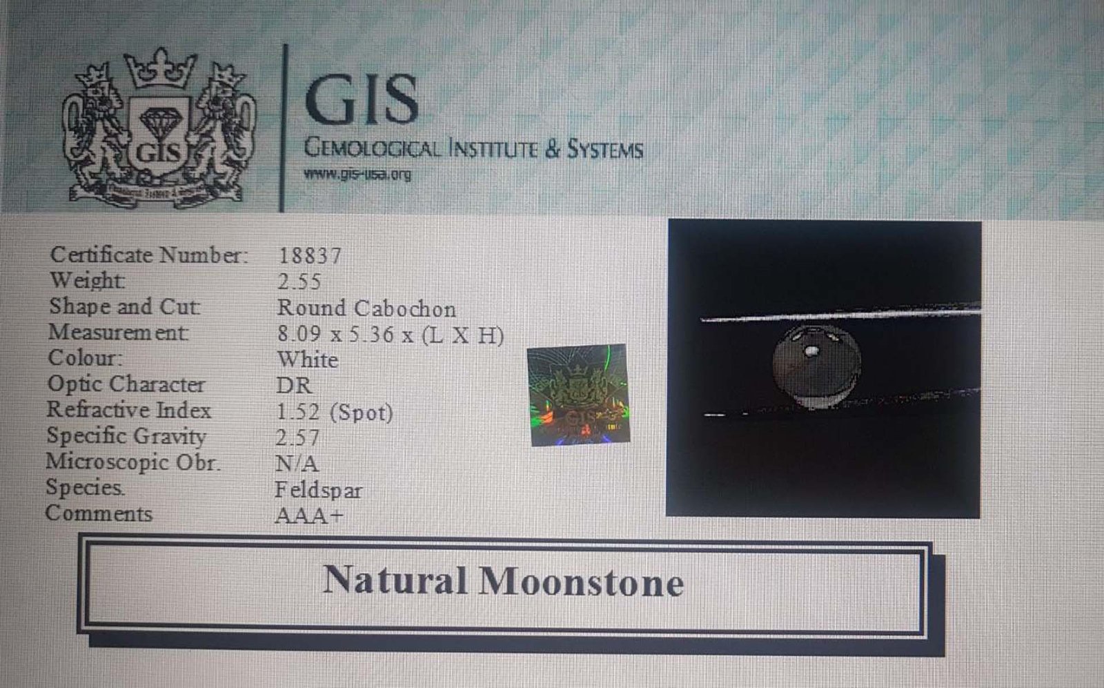NMS743 4 Moonstone 2.55 Ct.