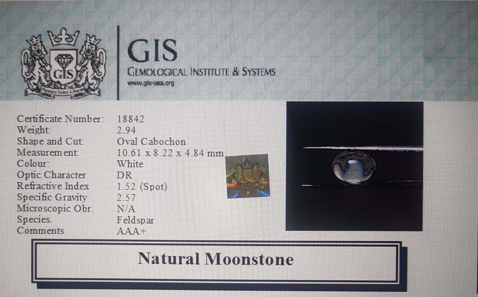 NMS748 4 Moonstone 2.94 Ct.