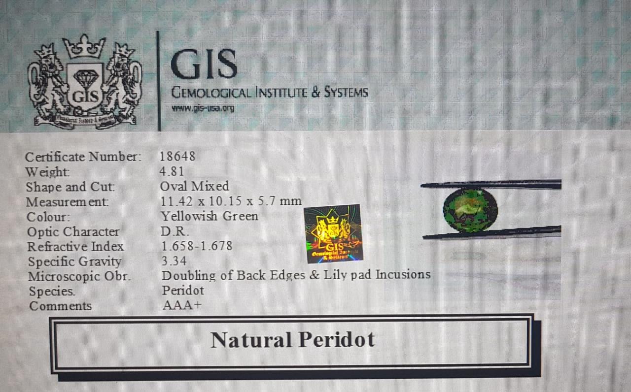 Peridot 4.81 Ct. 5 NPD85 4 Peridot 4.81 Ct.