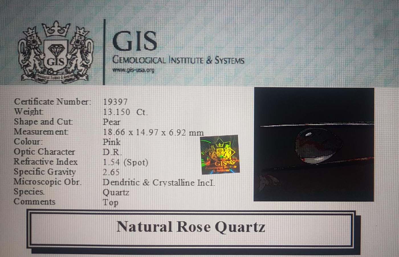 Rose Quartz 13.15 Ct.
