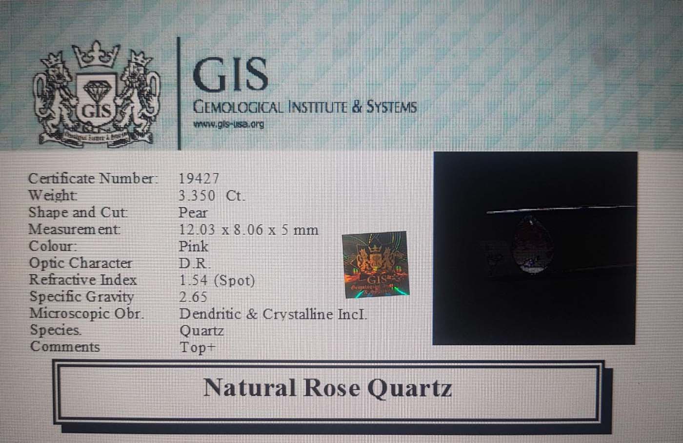 Rose Quartz 3.35 Ct.